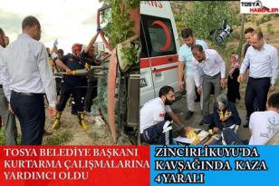 ZİNCİRLİKUYUDA TRAFİK KAZASI TOSYA BELEDİYE BAŞKANI KURTARMA ÇALIŞMALARINA YARDIM ETTİ..